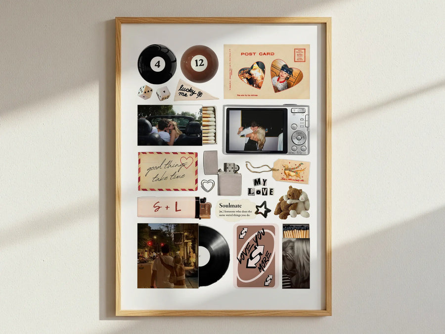 Love Story editable Couple photo collage poster template