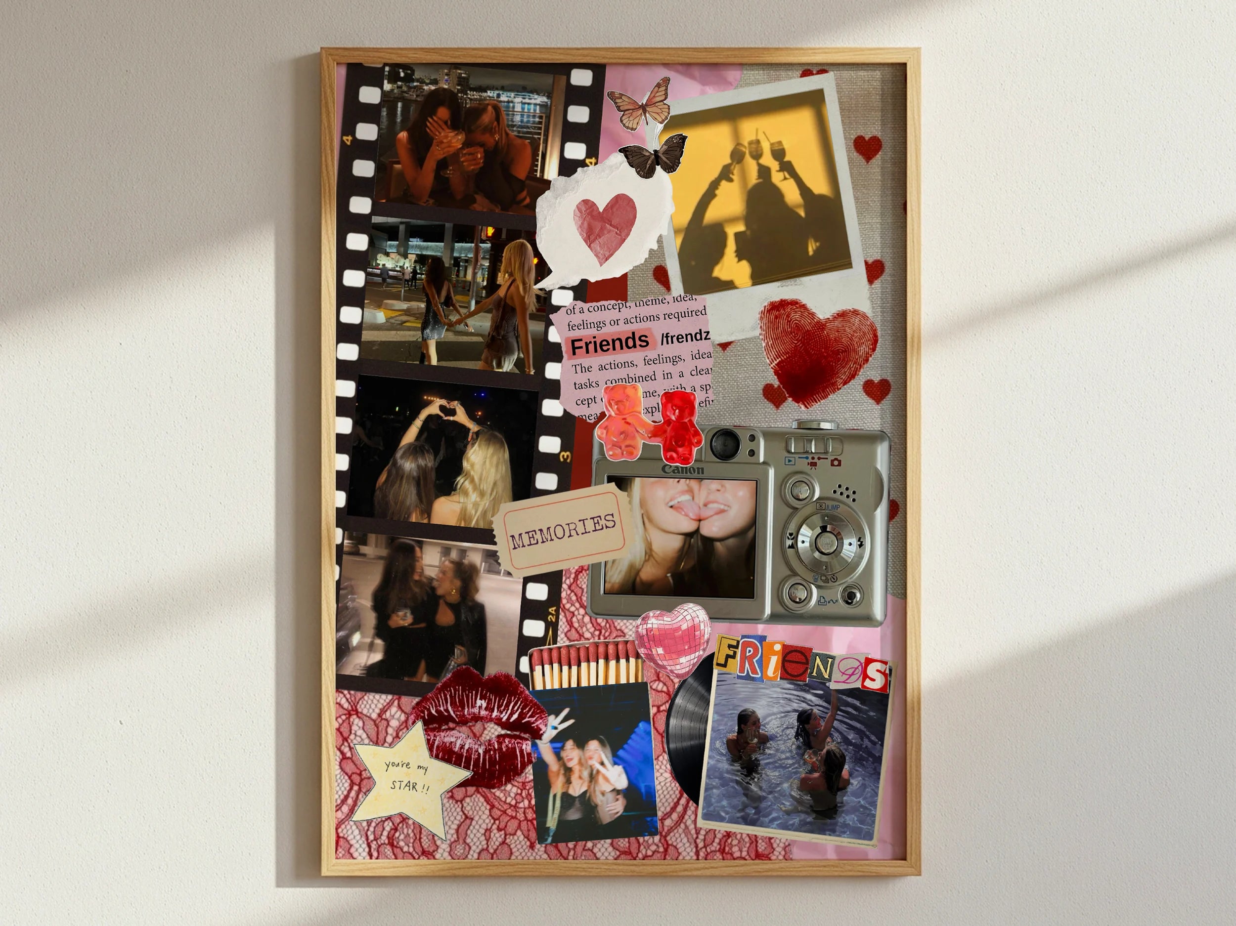 Vintage Memories editable Best Friend photo collage poster template
