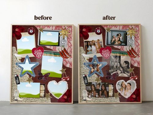 Girls Don't Cry editable Best Friend photo collage poster template