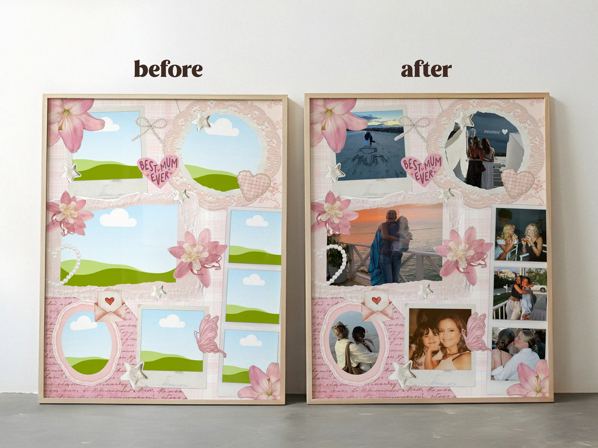 Mama's Love editable Mom photo collage poster template