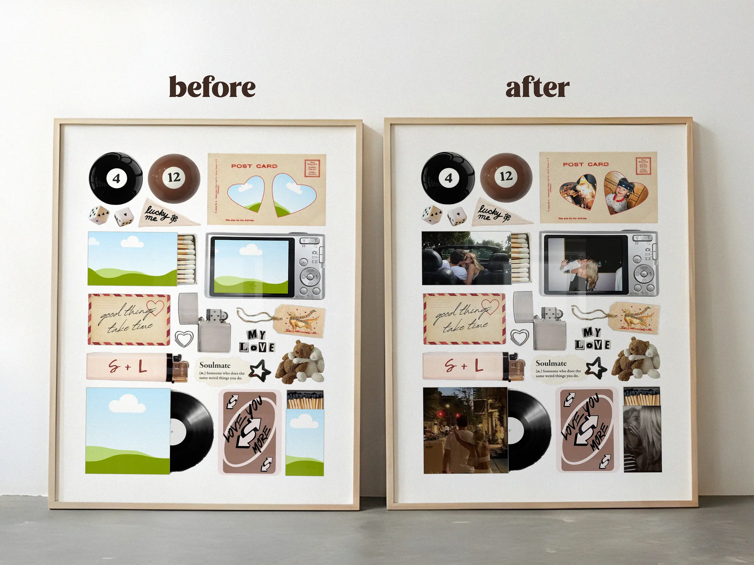 Love Story editable Couple photo collage poster template