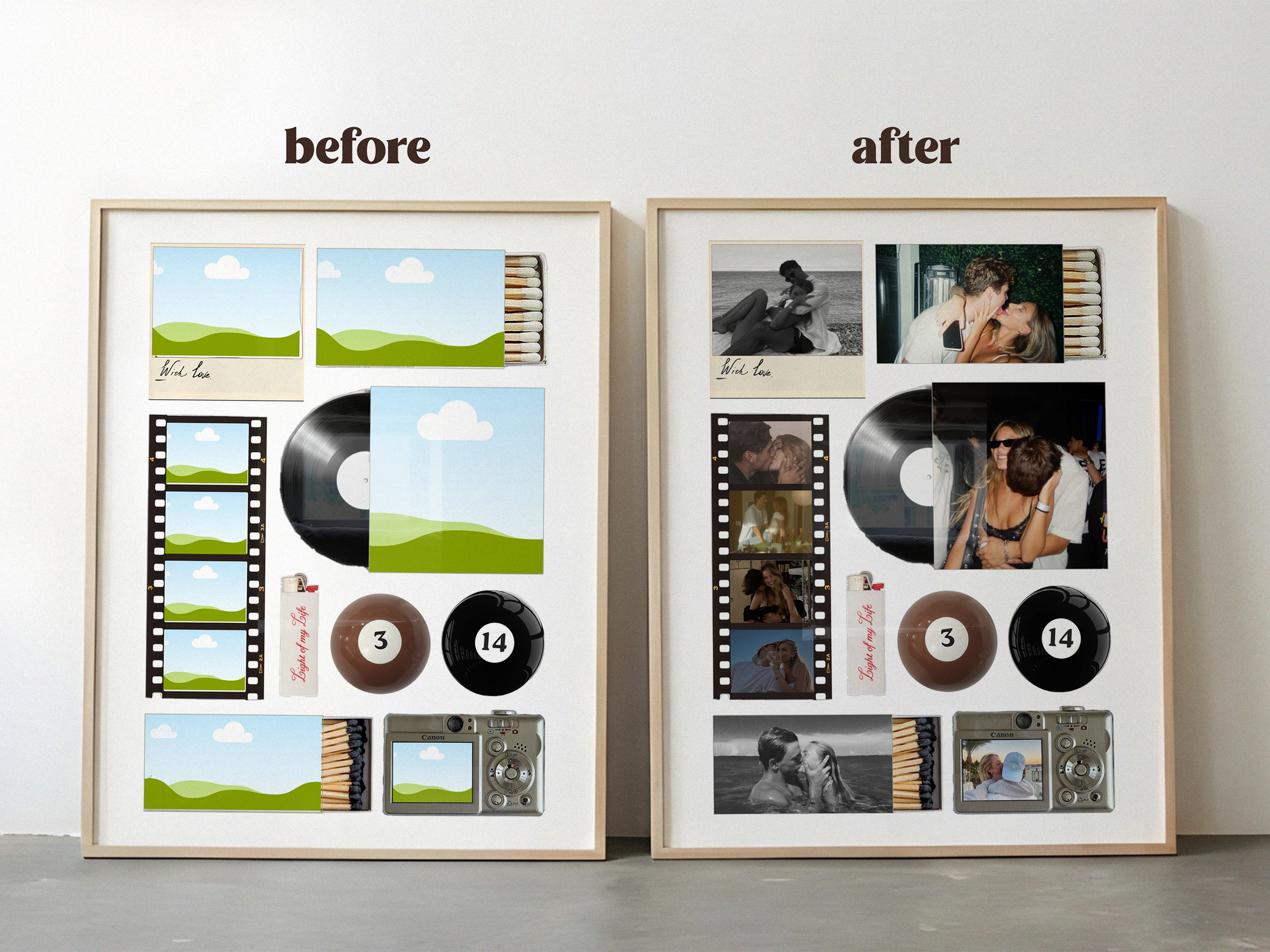 Golden Hour editable Couple photo collage poster template