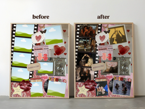 Vintage Memories editable Best Friend photo collage poster template